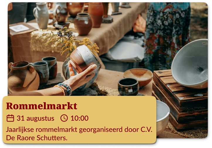 Rommelmarkt De Roare Schutters Karrewiel 31 augustus