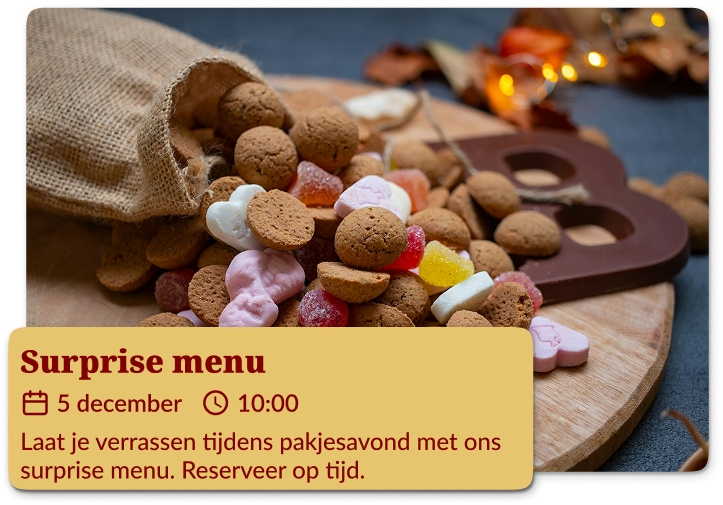 Surprise menu sinterklaasavond Karrewiel 5 december