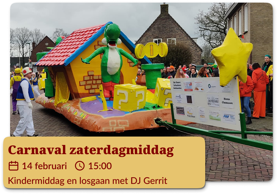 Carnaval zaterdagmiddag kindermiddag met DJ Gerrit 14 februari