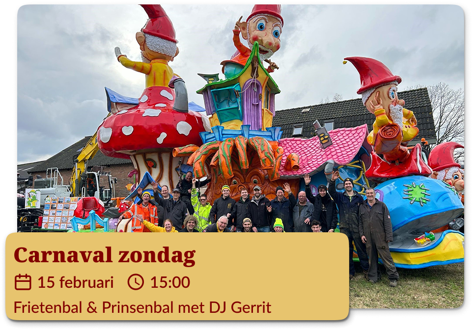 Carnaval zondag Frietenbal en Prinsenbal 15 februari